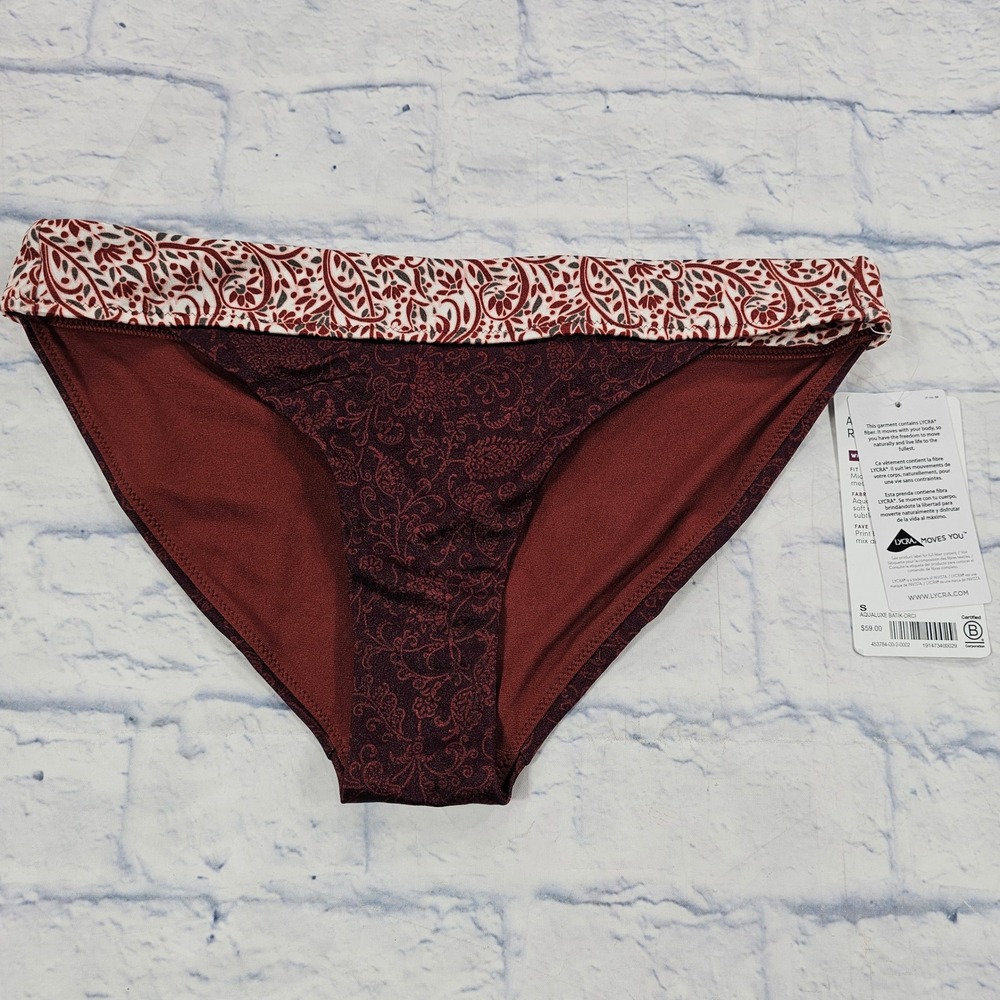 Athleta Aqualuxe Batik Mid Rise Swim Bottom Women S Burgundy Floral 453784-00